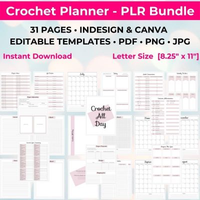 Crochet Project Planner PLR for Indesign and Canva